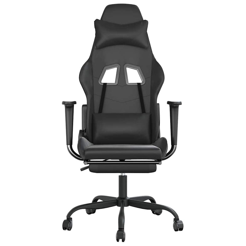 Scaun de gaming cu suport picioare, negru, piele ecologică