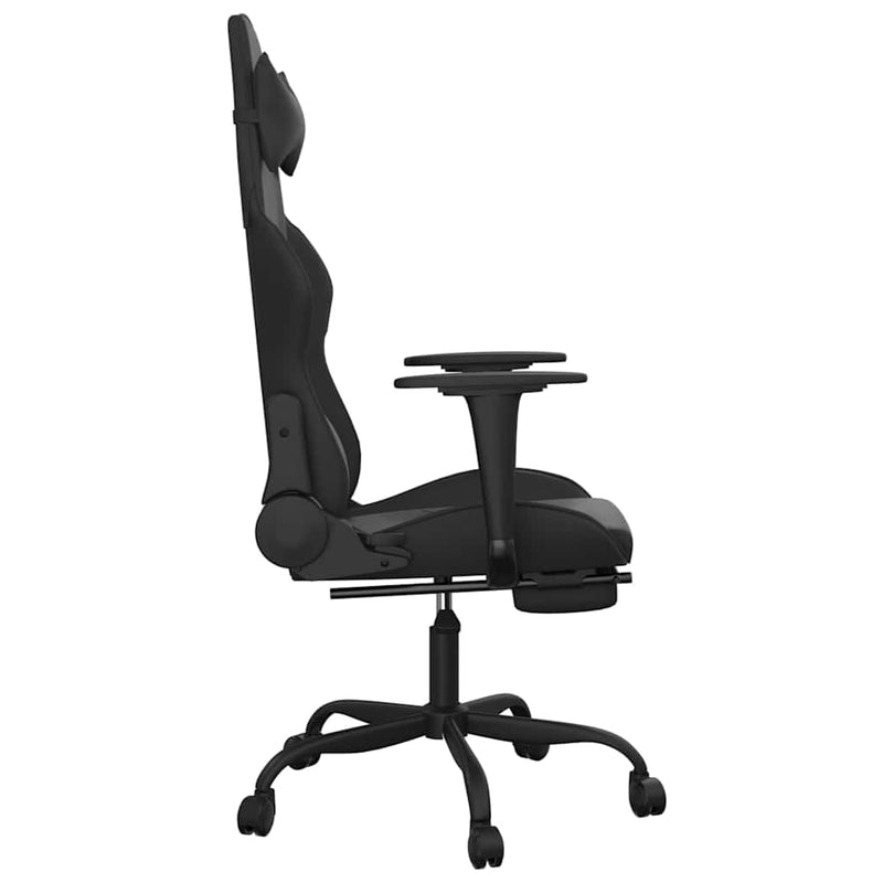 Scaun de gaming cu suport picioare, negru, piele ecologică