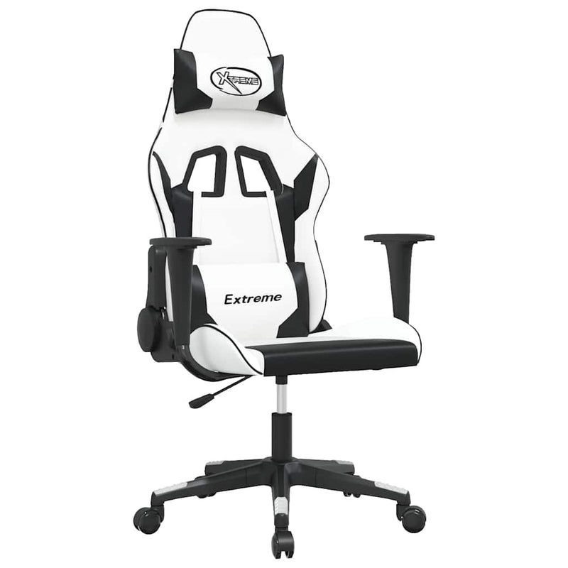 Scaun de jocuri, alb și negru, piele ecologică