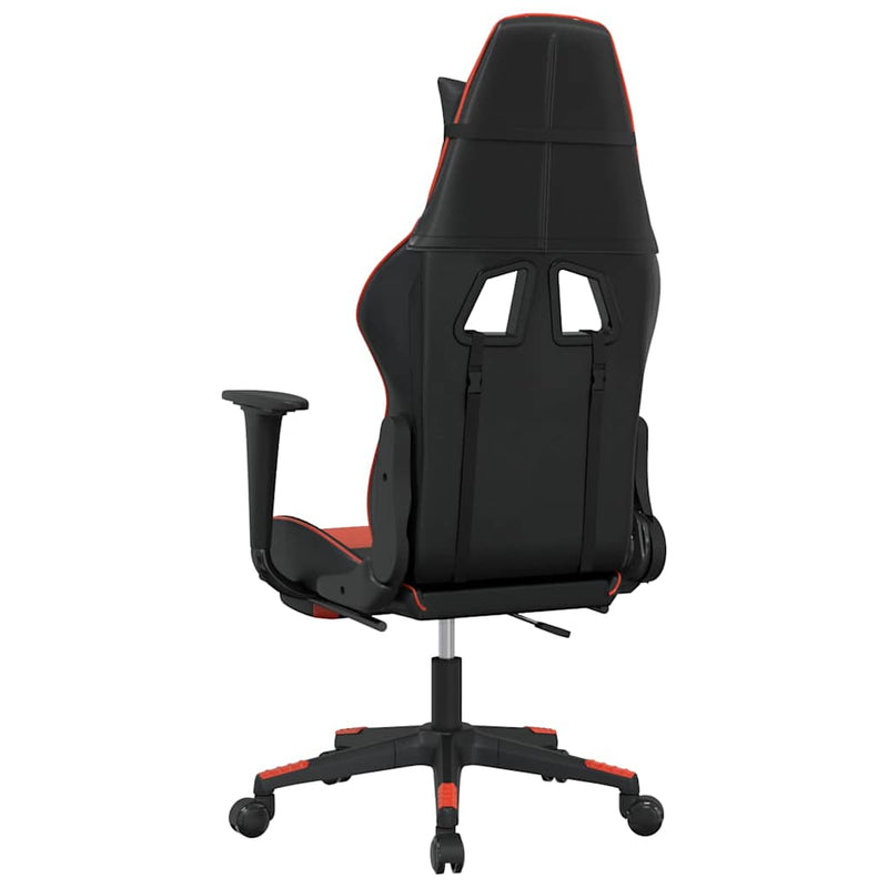 Scaun de gaming cu suport picioare, negru/roșu, piele ecologică