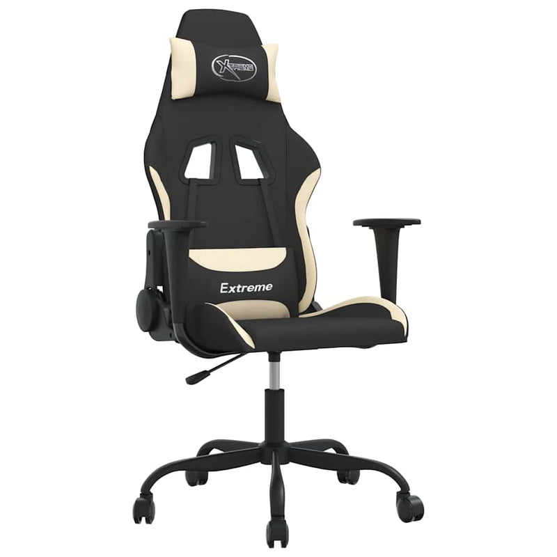 Scaun de jocuri, negru și crem, textil