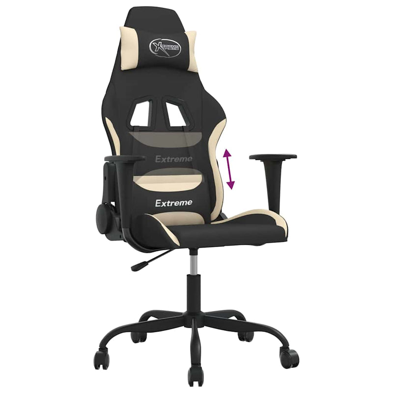 Scaun de jocuri, negru și crem, textil