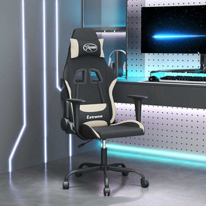 Scaun de jocuri, negru și crem, textil