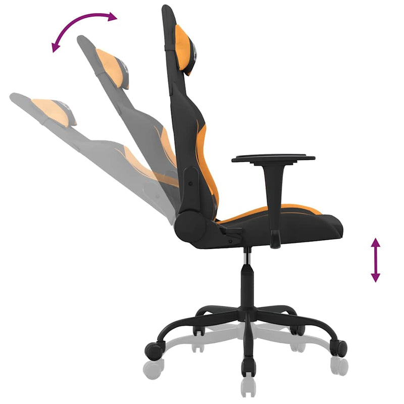 Scaun de jocuri, negru și oranj, textil