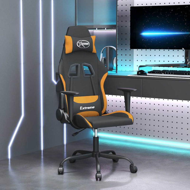 Scaun de jocuri, negru și oranj, textil