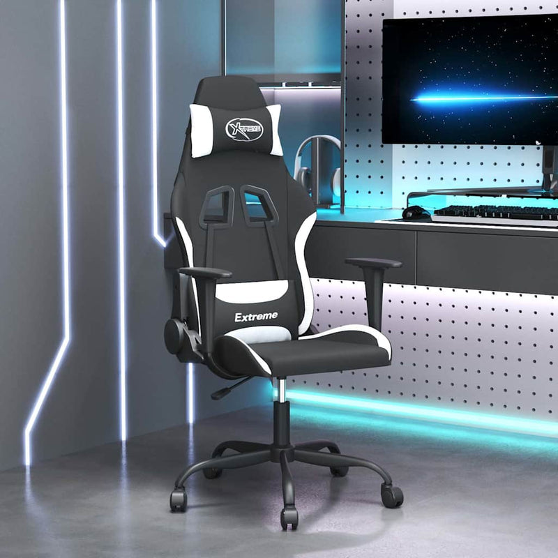 Scaun de jocuri, negru și alb, textil