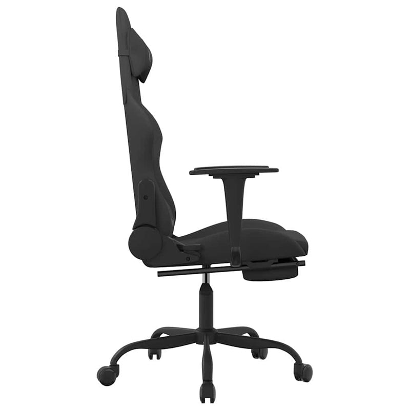 Scaun de gaming cu suport picioare, negru, textil