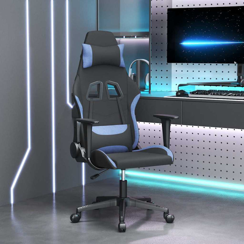 Scaun de jocuri, negru și albastru, textil