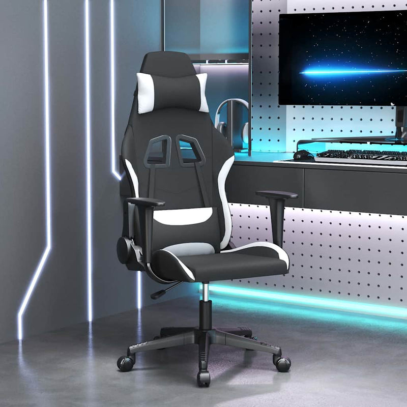 Scaun de jocuri, negru și alb, textil