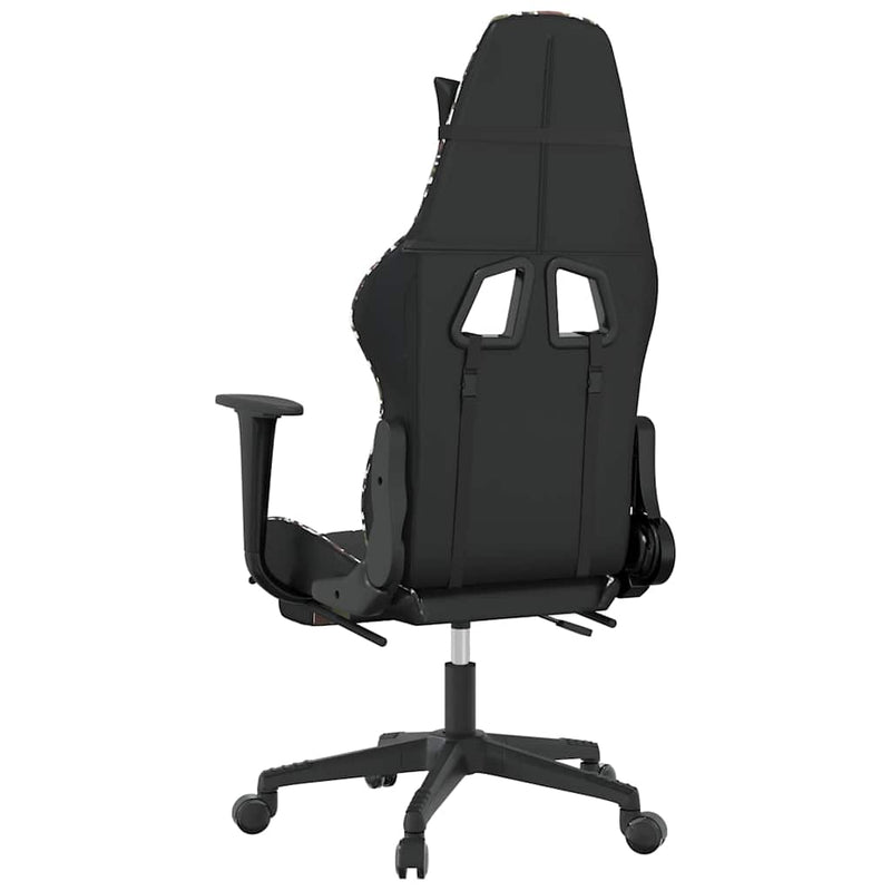 Scaun de gaming cu suport picioare, negru/camuflaj, piele eco