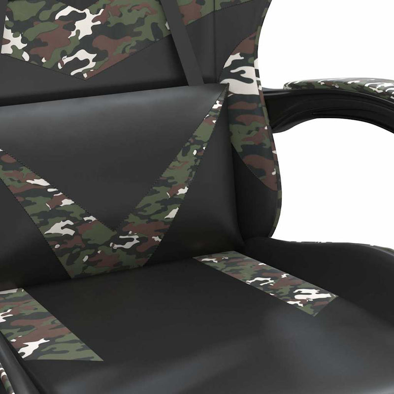Scaun de jocuri, negru și camuflaj, piele ecologică