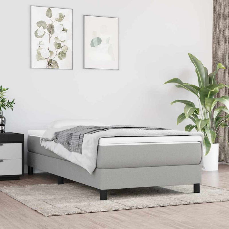 Cadru de pat cu arcuri, gri deschis, 90x200 cm, textil