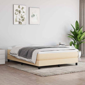 Cadru de pat cu arcuri, crem, 140x190 cm, textil