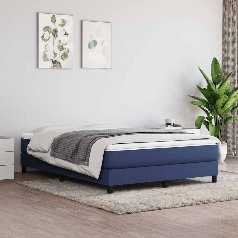 Cadru de pat cu arcuri, albastru, 140x200 cm, textil