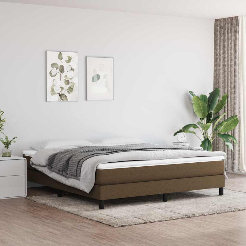Cadru de pat cu arcuri, maro închis, 160x200 cm, textil