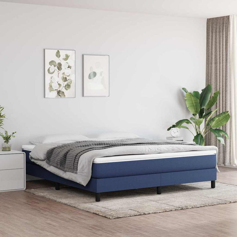 Cadru de pat cu arcuri, albastru, 160x200 cm, textil