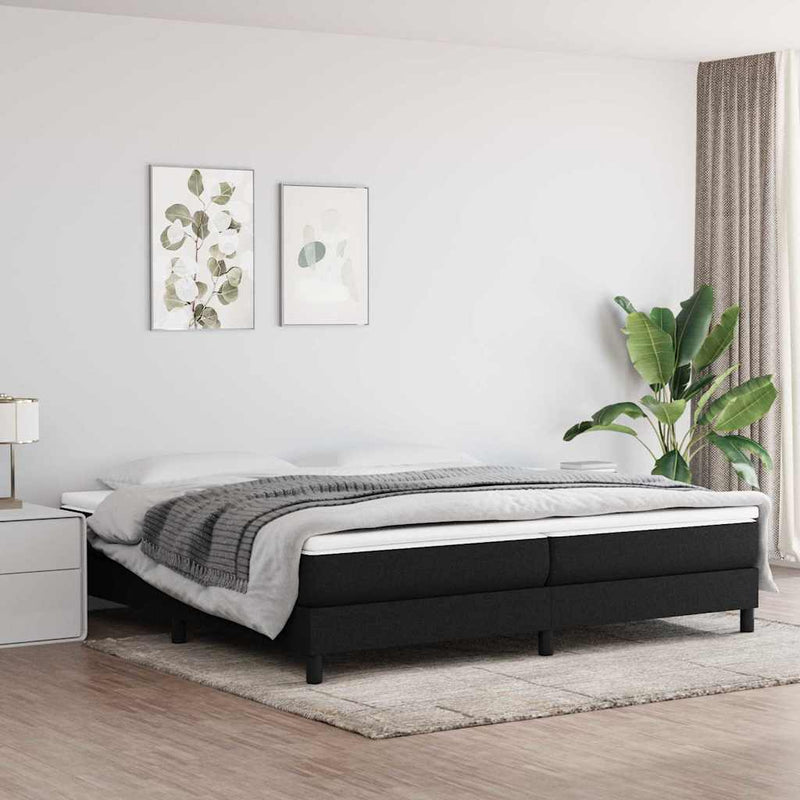 Cadru de pat cu arcuri, negru, 200x200 cm, textil