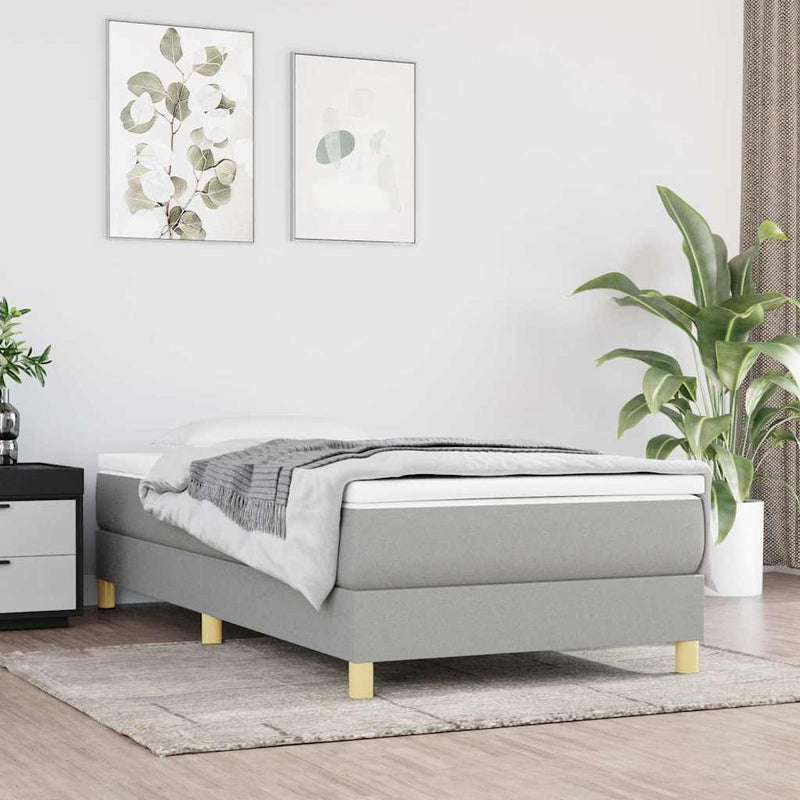 Cadru de pat cu arcuri, gri deschis, 100x200 cm, textil