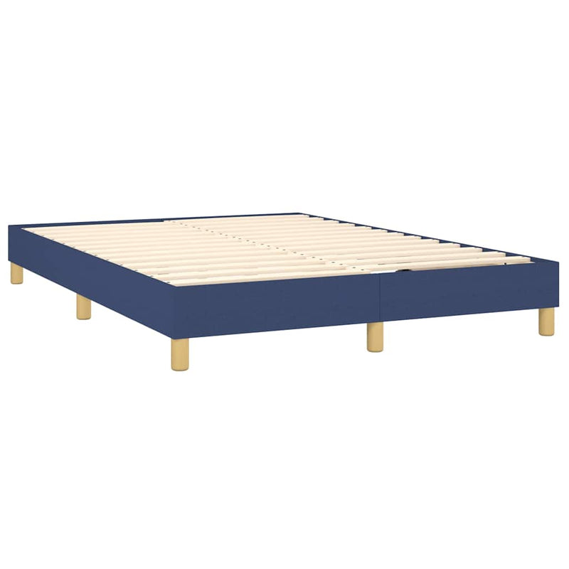 Cadru de pat cu arcuri, albastru, 140x190 cm, textil