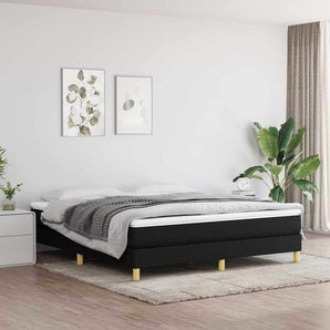 Cadru de pat cu arcuri, negru, 160x200 cm, textil
