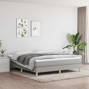 Cadru de pat cu arcuri, gri deschis, 180x200 cm, textil