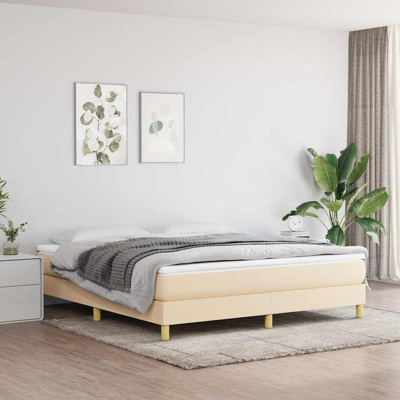 Cadru de pat cu arcuri, crem, 180x200 cm, textil