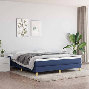 Cadru de pat cu arcuri, albastru, 180x200 cm, textil