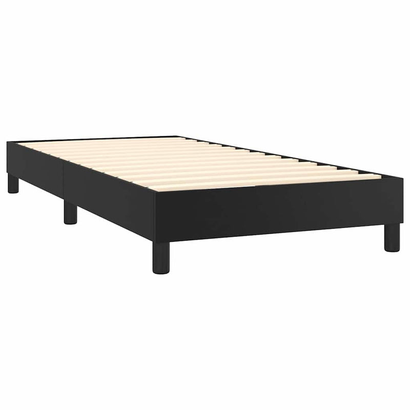 Cadru de pat cu arcuri, negru, 90x190 cm, piele ecologică
