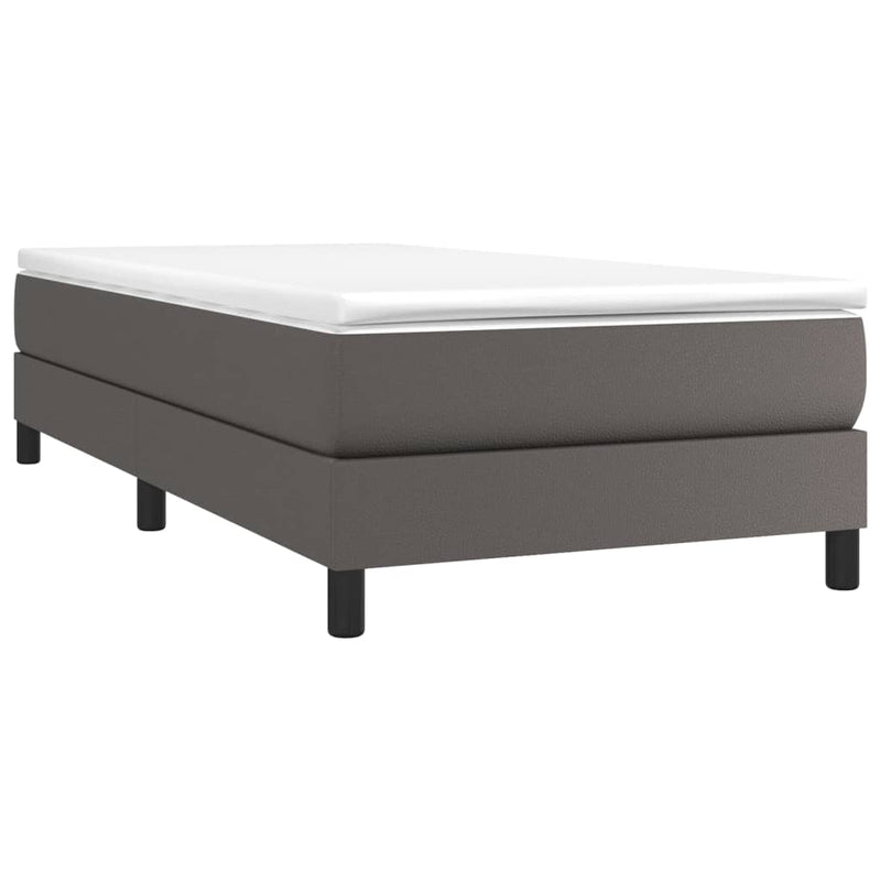 Cadru de pat cu arcuri, gri, 90x200 cm, piele ecologică