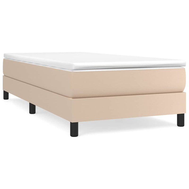 Cadru de pat cu arcuri, cappuccino, 90x200 cm, piele ecologică