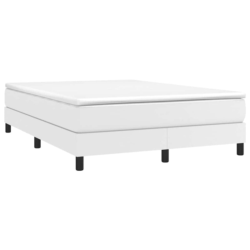 Cadru de pat cu arcuri, alb, 140x190 cm, piele ecologică