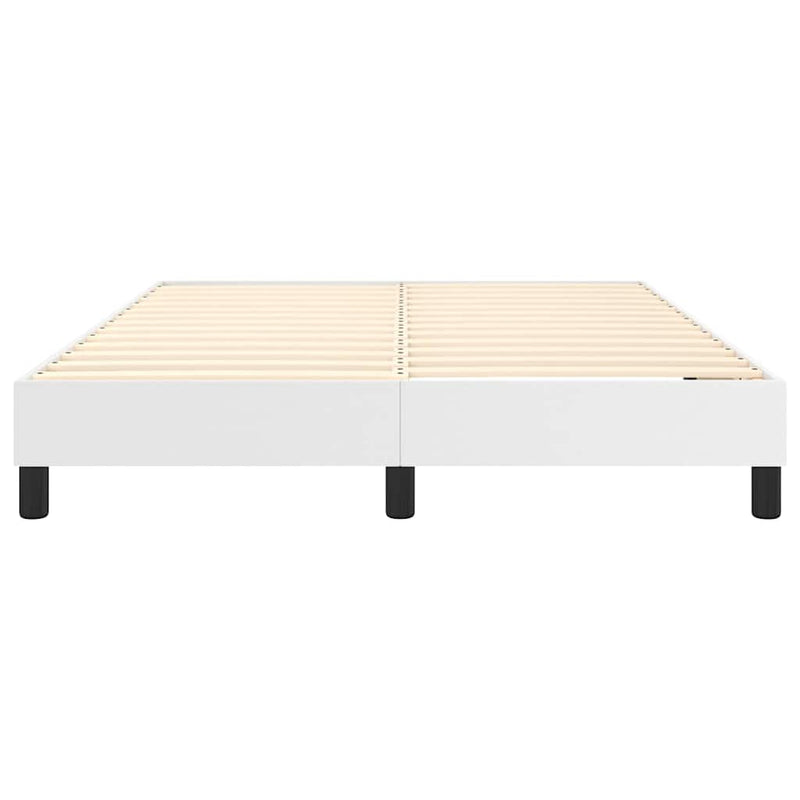 Cadru de pat cu arcuri, alb, 140x190 cm, piele ecologică