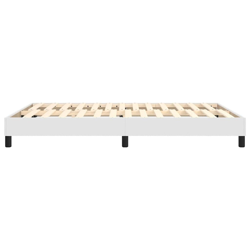 Cadru de pat cu arcuri, alb, 140x190 cm, piele ecologică