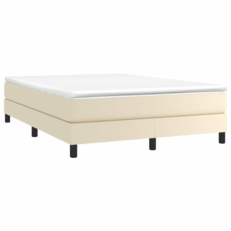 Cadru de pat cu arcuri, crem, 140x190 cm, piele ecologică