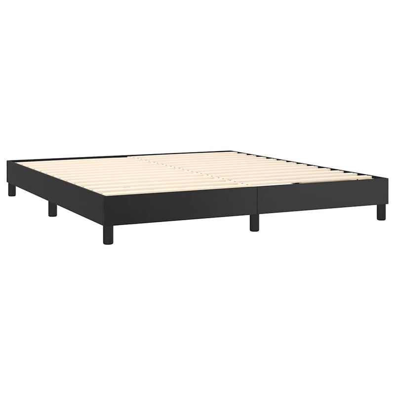 Cadru de pat cu arcuri, negru, 180x200 cm, piele ecologică