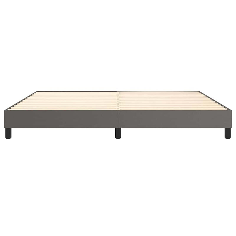 Cadru de pat cu arcuri, gri, 200x200 cm, piele ecologică