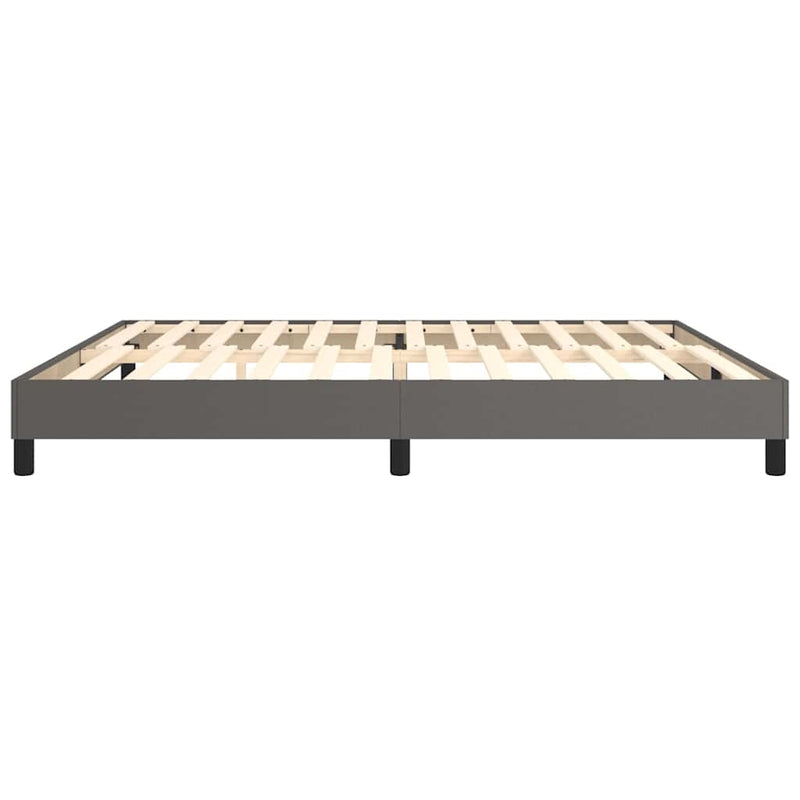 Cadru de pat cu arcuri, gri, 200x200 cm, piele ecologică