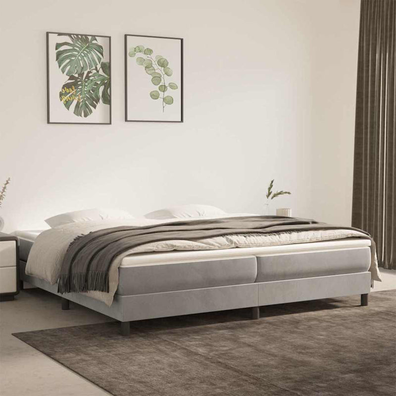 Cadru de pat cu arcuri, gri deschis, 200x200 cm, catifea
