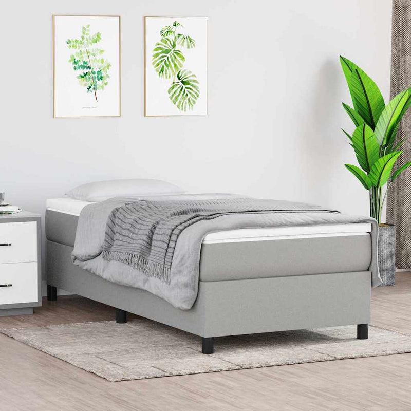 Cadru de pat cu arcuri, gri deschis, 90x190 cm, textil