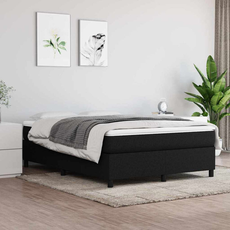 Cadru de pat cu arcuri, negru, 140x200 cm, textil