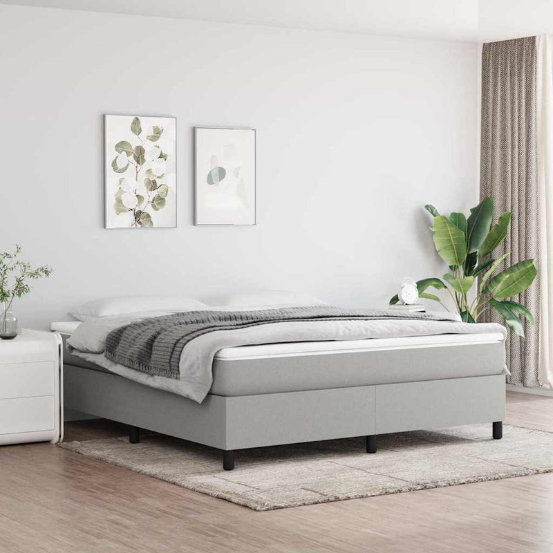 Cadru de pat cu arcuri, gri deschis, 180x200 cm, textil