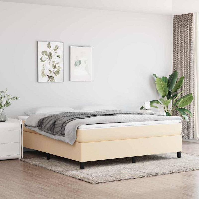 Cadru de pat cu arcuri, crem, 180x200 cm, textil
