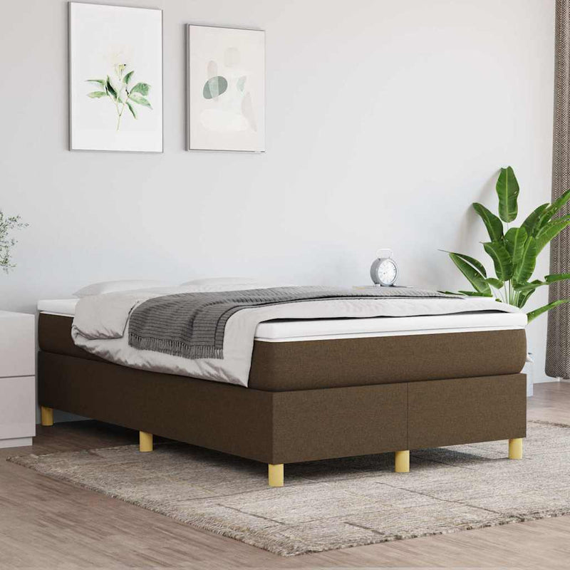 Cadru de pat cu arcuri, maro închis, 120x200 cm, textil