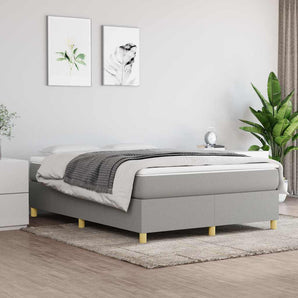 Cadru de pat cu arcuri, gri deschis, 140x190 cm, textil