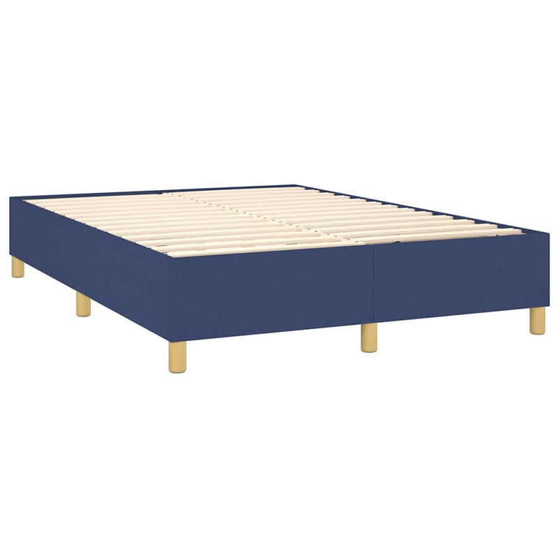Cadru de pat cu arcuri, albastru, 140x200 cm, textil