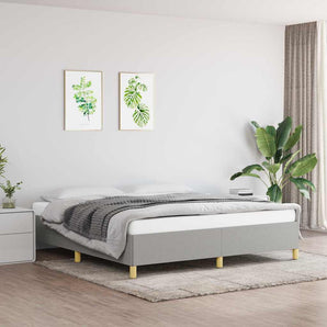 Cadru de pat cu arcuri, gri deschis, 160x200 cm, textil