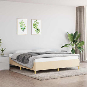 Cadru de pat cu arcuri, crem, 160x200 cm, textil