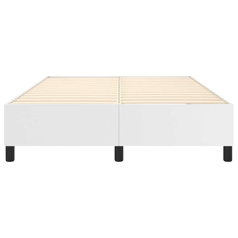 Cadru de pat cu arcuri, alb, 140x190 cm, piele ecologică