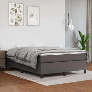 Cadru de pat cu arcuri, gri, 140x190 cm, piele ecologică