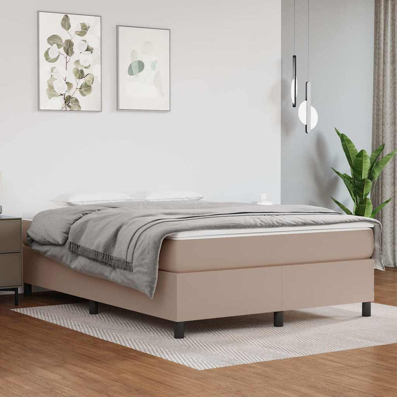 Cadru de pat cu arcuri, cappuccino, 140x200 cm, piele ecologică